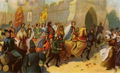 Le roi Édouard III et ses nobles escortant Philippa de Hainaut à York - John Jellicoe
