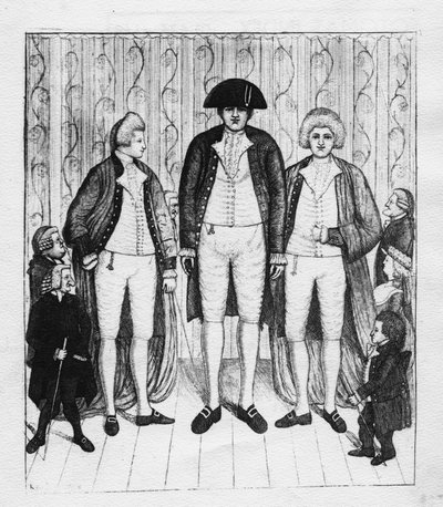 Trois géants avec un groupe de spectateurs, 1784 - John Kay