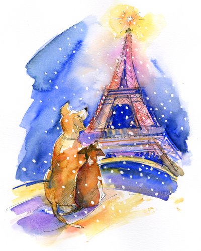 Chiens avec la tour Eiffel - John Keeling
