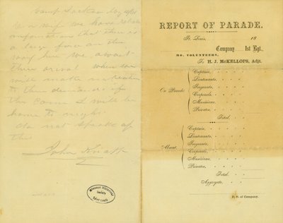 Lettre de John Knapp, Camp Jackson, à sa femme, 10 mai 1861 - John Knapp