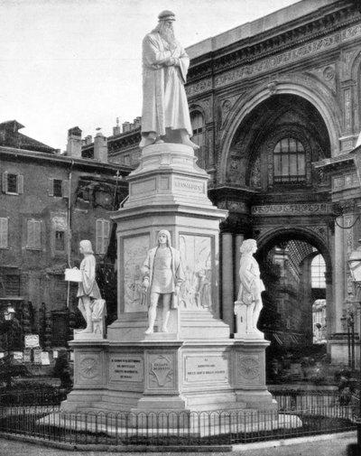 Statue de Léonard de Vinci, Milan, Italie, fin du 19ème siècle - John L. Stoddard