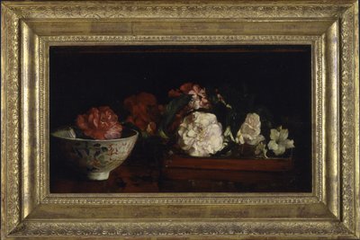 Fleurs dans un Plateau Japonais sur une Table en Acajou - John La Farge or Lafarge
