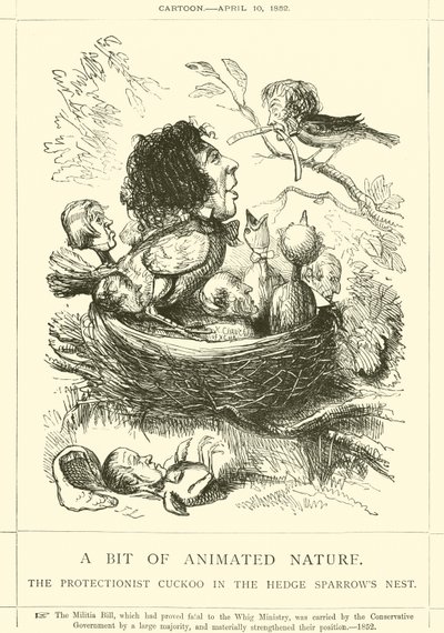 Un Morceau de Nature Animée, Le Coucou Protectionniste dans le Nid des Moineaux - John Leech