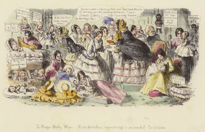 Un concours de bébés, Materfamilias récompensant un candidat réussi - John Leech
