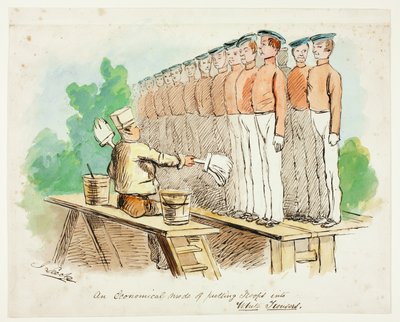 Un mode économique de mettre les troupes en pantalons blancs - John Leech