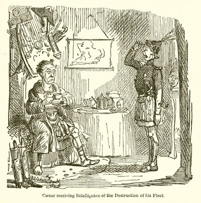 César recevant des informations sur la destruction de sa flotte - John Leech