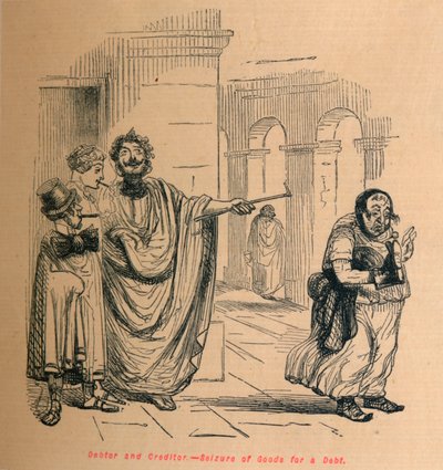Débiteur et créancier - Saisie de biens pour une dette, 1852 - John Leech
