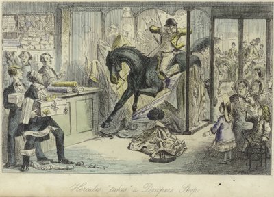 Hercule prend une boutique de drapier - John Leech