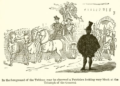 Au premier plan du tableau, on peut observer un patricien regardant très noir le triomphe du général - John Leech