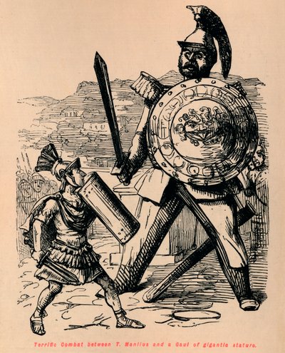 Combat terrible entre T Manlius et un Gaulois de stature gigantesque, 1852 - John Leech