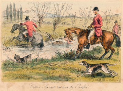 Le capitaine Spurrier abattu par Romford - John Leech and Hablot Knight Browne