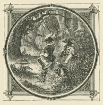 Les lièvres ne sont pas attrapés au son du tambour, ni les oiseaux avec des tartes (gravure) - John Leighton