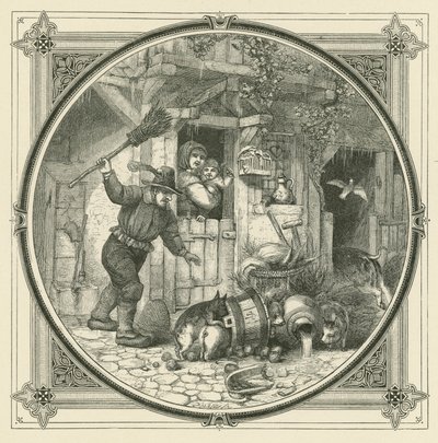 Ce que fait la truie, les petits cochons doivent en payer le prix (gravure) - John Leighton