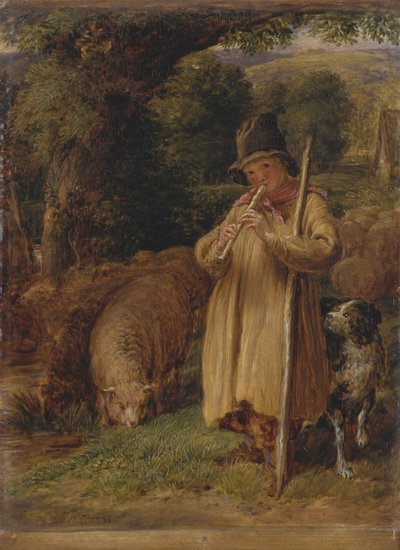 Garçon berger jouant de la flûte - John Linnell