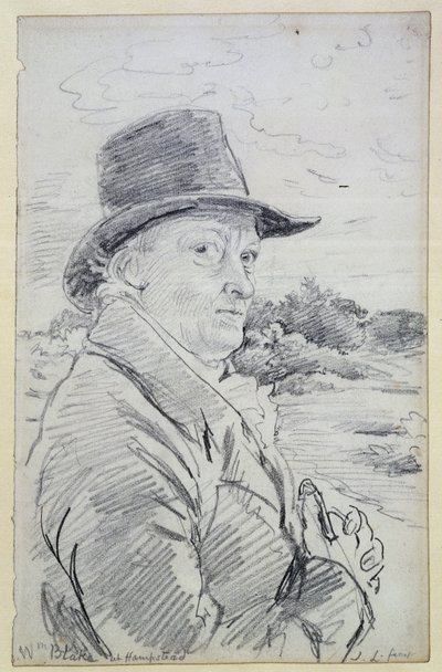 William Blake portant un chapeau, (inscription : Wm Blake à Hampstead) c.1825 - John Linnell