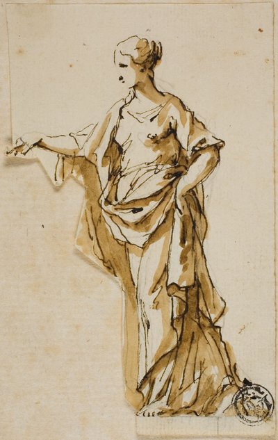 Figure féminine debout avec la main droite levée - John Michael Rysbrack