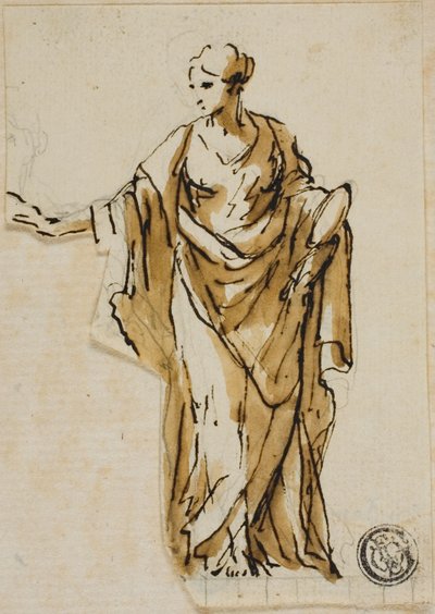 Figure féminine debout avec la main droite levée - John Michael Rysbrack