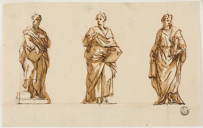 Trois études pour la statue de John Locke - John Michael Rysbrack