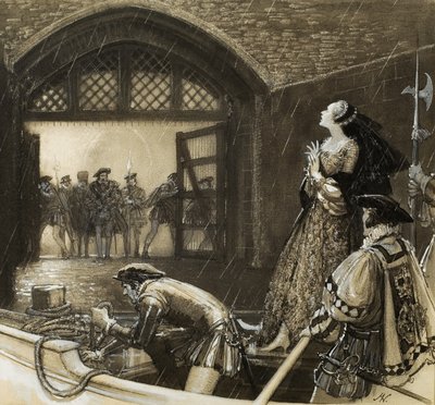 Ann Boleyn ( ) arrivant à la Tour - John Millar Watt