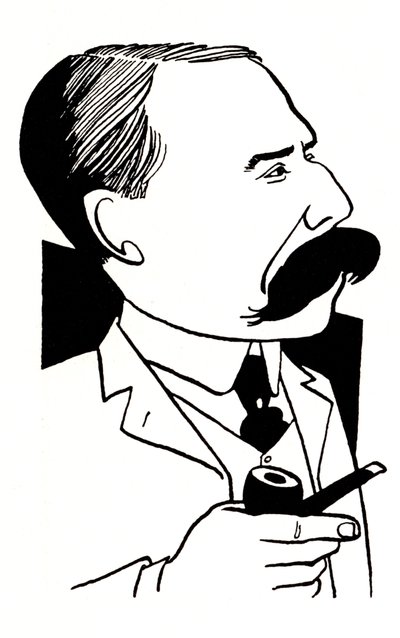 Edward Elgar - caricature tenant une pipe - John Minnion