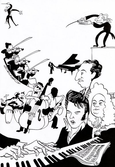 Fantaisie musicale - couverture pour livre ou article musical - avec chefs d