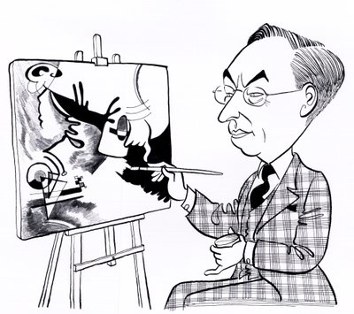 Vassily ( Wassily ) Kandinsky, caricature avec chevalet - John Minnion
