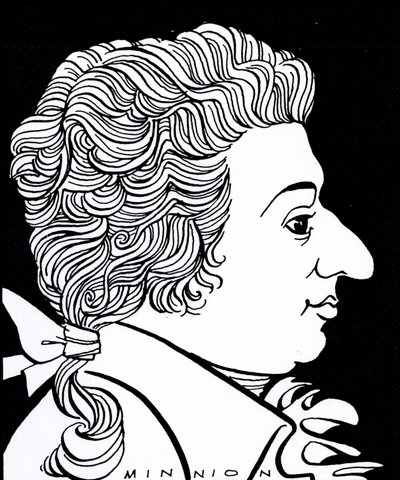 Wolfgang Amadeus Mozart - caricature - John Minnion