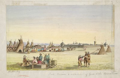 Fort Union et distribution de biens aux Assiniboins - John Mix Stanley