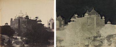 Taj Mahal, vue arrière de la maison de repos, avec figure - John Murray