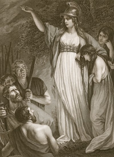 Boadicée haranguant les Bretons, gravé par Sharp, illustration de 