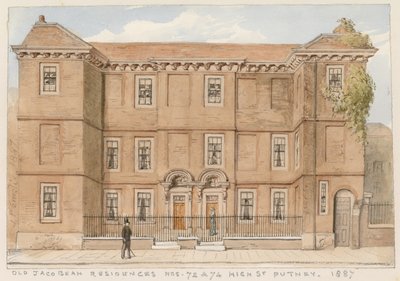 Anciennes résidences jacobéennes, Nos 72 et 74, High Street, Putney, Londres, 1887 - John Phillipp Emslie