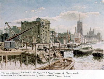 Vue sur les quais entre le pont de Lambeth et les Chambres du Parlement - John Phillipp Emslie