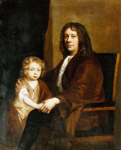 Portrait de Thomas Rowe et Son Fils, Assis Trois-Quarts Longueur, le Premier en Robe Brune, le Second en Robe et Écharpe Brunes - John Riley