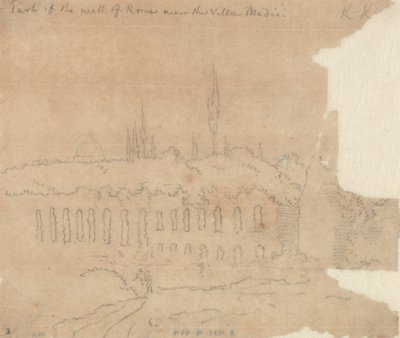 Partie de la muraille de Rome près de la Villa Médicis - John Robert Cozens