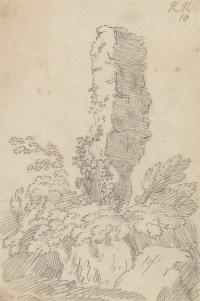 Perpendicular Rock and Trees (rochers et arbres perpendiculaires) - John Robert Cozens