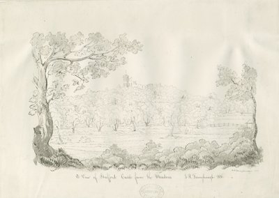 Château de Stafford - Vue est : dessin à la plume et au sépia - John Robert Fernyhough