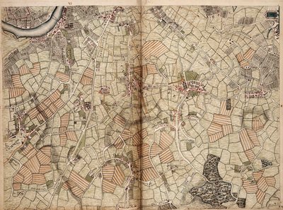 Carte de Vauxhall, Clapham, Peckham et Dulwich - John Rocque
