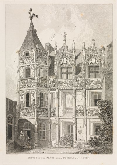 Antiquités architecturales de Normandie (Vol. II), Pl. 64 : Maison sur la place de la Pucelle, à Rouen - John Sell Cotman