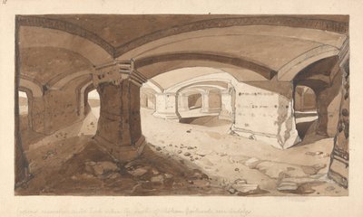 Cavernes creusées dans la roche du château Gaillard, près des Andelys, Normandie - John Sell Cotman