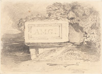 Tombeau ruiné inscrit "A.M.G." - John Sell Cotman