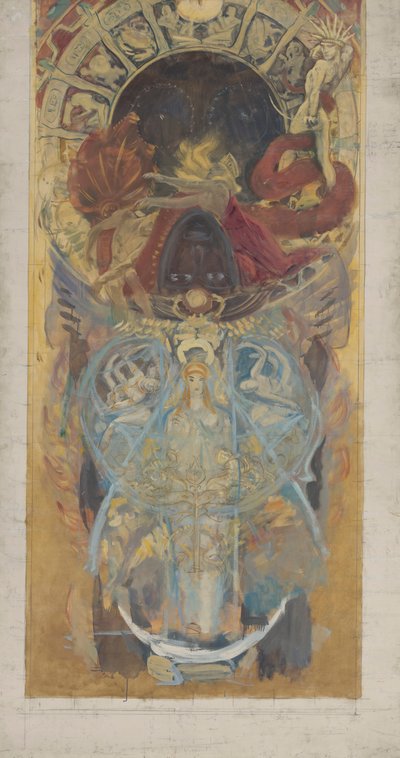 Étude pour les fresques de la bibliothèque publique de Boston : Conception pour une arche - John Singer Sargent