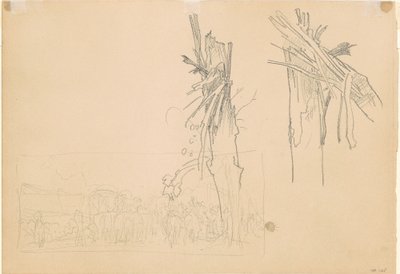 Deux arbres brisés, et étude pour La Route (verso) - John Singer Sargent