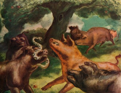 Cochons tuant un serpent à sonnette, 1930 - John Steuart Curry