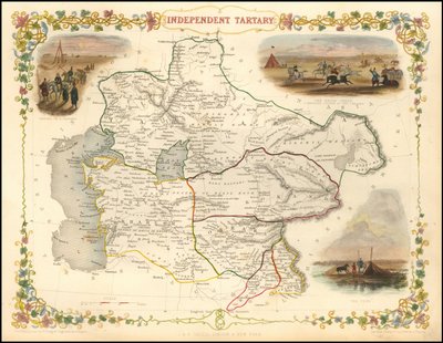 Carte de 1851 de la Tartarie indépendante par John Tallis - John Tallis