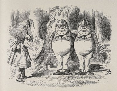 Alice rencontrant Tweedle Dee et Tweedle Dum pour la première fois - John Tenniel