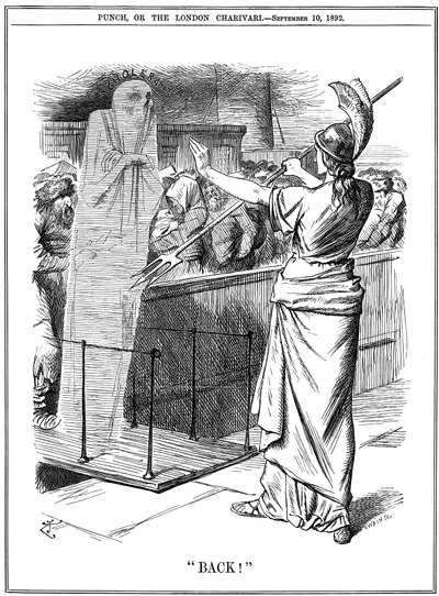 Britannia repoussant le choléra aux ports britanniques, 1892 - John Tenniel