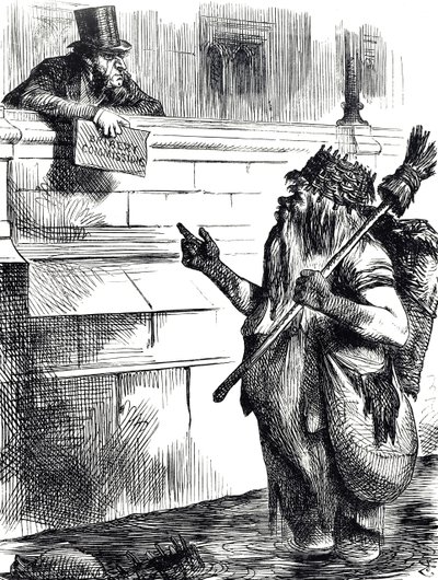 Dessin animé commentant la saleté de la Tamise et les enquêtes sur la corruption lors des élections à Great Yarmouth, Reigate et Lancaster - John Tenniel