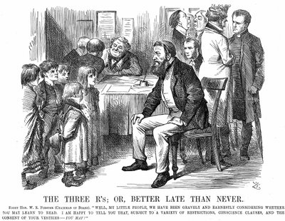 Les trois R, ou mieux vaut tard que jamais, caricature de Punch, mars 1870 - John Tenniel
