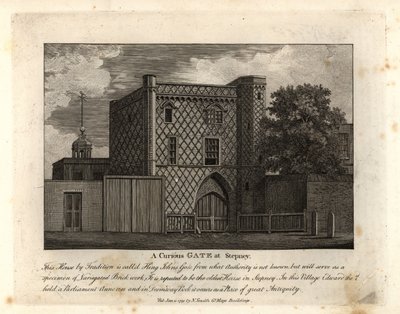 Une porte curieuse en briques variées appelée St John Gate, la plus ancienne maison de Stepney - John Thomas Smith