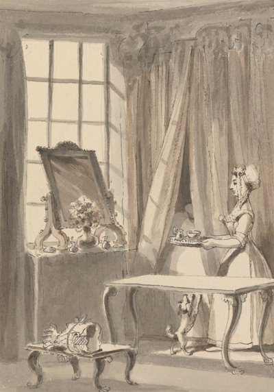 Hogarth a préparé le petit-déjeuner et envoie une tasse à sa femme en même temps qu
